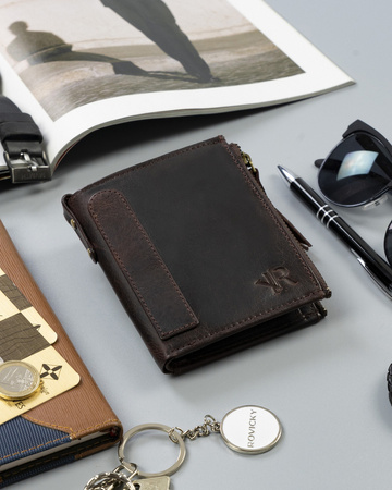 Große Retro Herren Geldbörse mit zwei Münzfächern – Rovicky