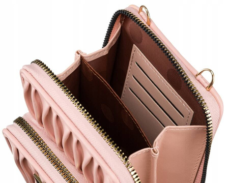 Rosa 2-in-1 Handtasche-Portemonnaie mit abnehmbarem Riemen – Rovicky