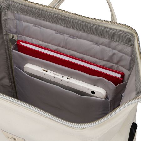 Damen Rucksack aus Polyester in Ecru mit Laptopfach und USB-Anschluss – Peterson