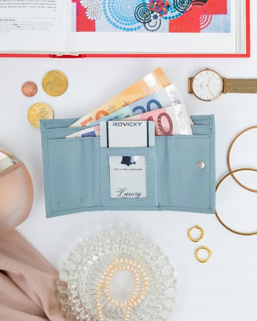 Eleganter Damen Geldbörse mit Druckknopf aus echtem Leder – Rovicky