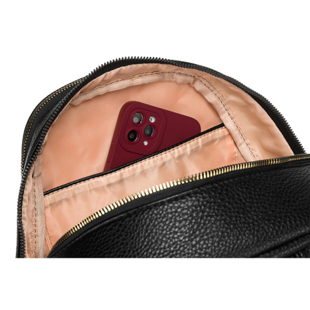 Schwarzer Damen-Rucksack aus Lederimitat mit Taschen – Rovicky