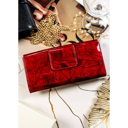 Extra geräumige Damen Geldbörse aus lackiertem Leder mit Schmetterlingen – Peterson