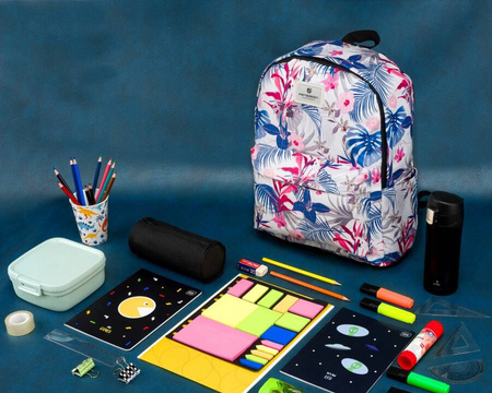 Modischer Schulrucksack mit Blumenmuster und offenen Seitentaschen – Peterson