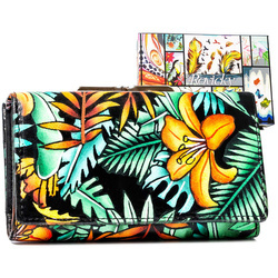 Große Damen Geldbörse mit Druckknopf aus echtem Leder – Rovicky