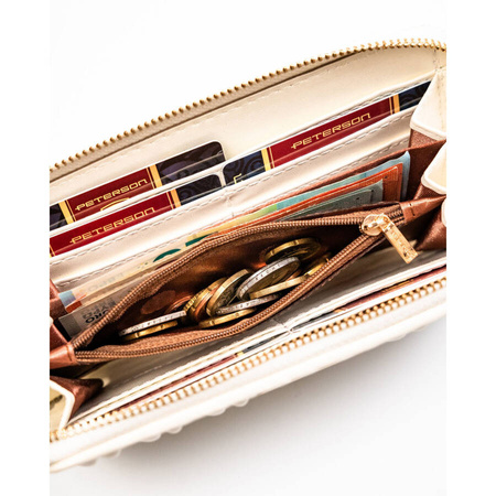 Große Damen Geldbörse aus Öko-Leder in Creme mit Faltenstruktur – Rovicky