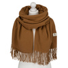 Großer, hellbrauner Damen-Schal mit Fransen verziert - Peterson
