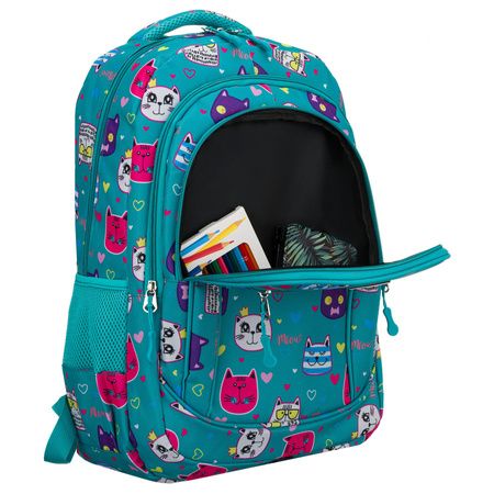 Jugendlicher Schulrucksack aus Polyester mit einem bezaubernden Katzenmuster – Peterson