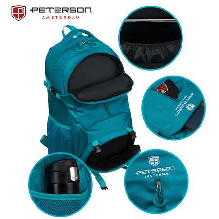 Geräumiger Rucksack aus Polyester in Blau mit vielen zusätzlichen Taschen – Peterson