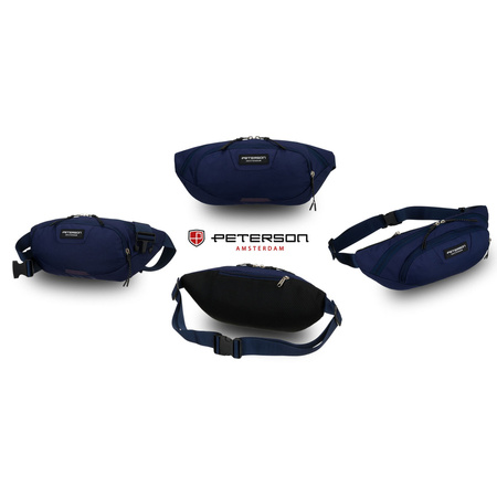Dunkelblaue, sportliche Bauchtasche aus Polyester mit Reißverschluss – Peterson