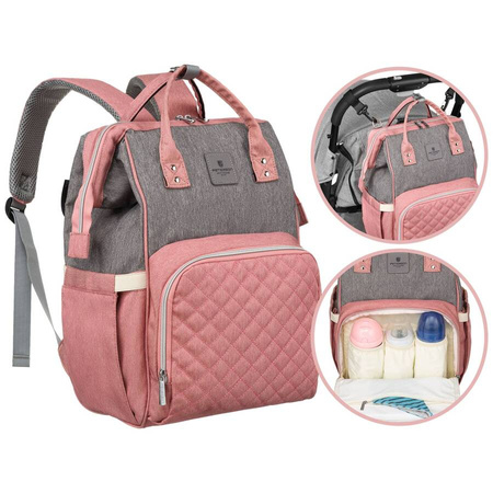 Damen Rucksack „Mommy Bag“ in Grau-Rosa – Peterson