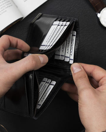 Herren Geldbörse Hochformat aus Glattleder mit silbernem Akzent – Rovicky