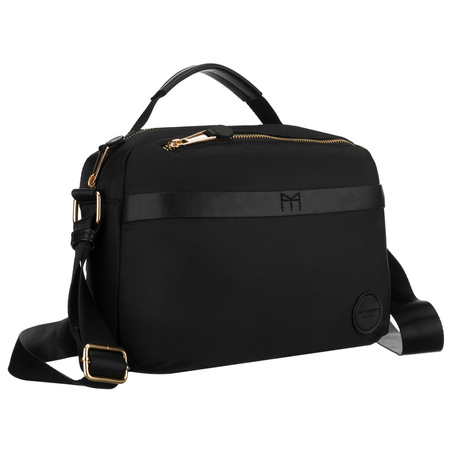 Schwarze Damen-Umhängetasche aus Nylon, ein Hauptfach und mit Reißverschluss geschlossen - Peterson