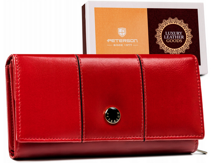 Große Damen Geldbörse aus Echtleder mit Druckknopfverschluss – Peterson
