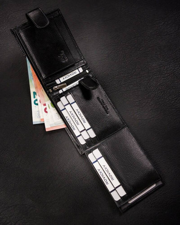 Große Herren Geldbörse aus Leder mit Druckknopf – Rovicky