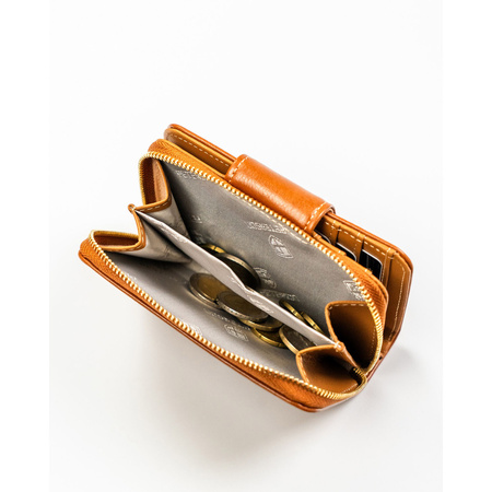 Elegante braune Damen Geldbörse aus Öko-Leder mit RFID-Schutz – Peterson