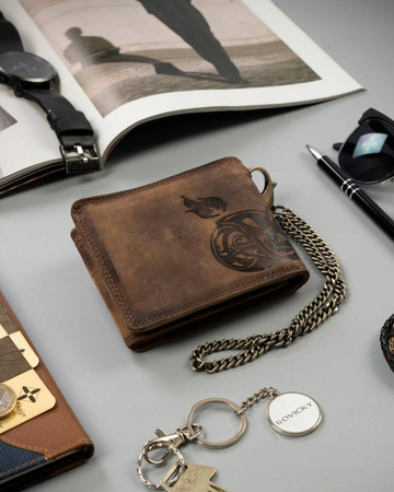 Große Herren Geldbörse aus Leder ohne Verschluss mit Prägung