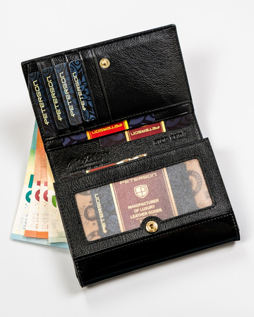 Rot-schwarze Damen Geldbörse mit Münzfach und Bügelverschluss – Peterson