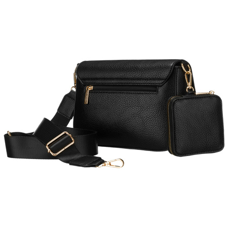 Schwarze Damen-Umhängetasche aus Öko-Leder mit Etui im Set – Peterson