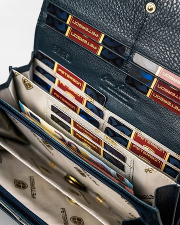 Große Damen-Geldbörse aus Leder mit Druckknopf - Peterson