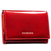 Rote Damen-Geldbörse aus lackiertem Naturleder, mit Druckknopf verschließbar - Peterson
