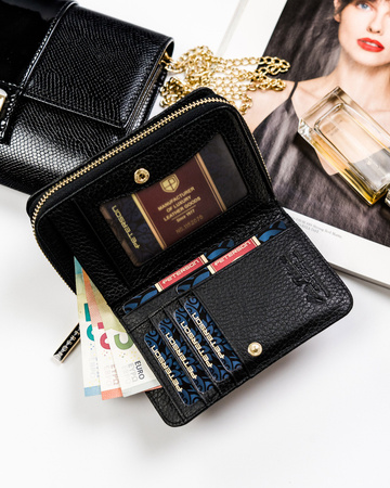 Hochformat Damen Geldbörse aus Leder mit Schlangenprägung – Peterson