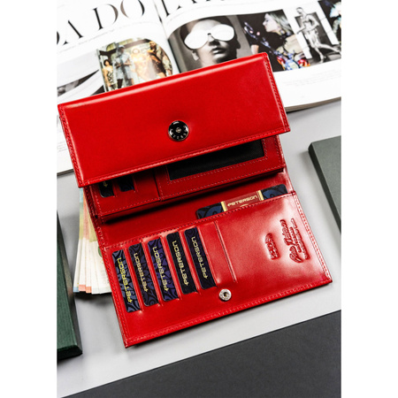 Damen Geldbörse für Münzen und Scheine in Rot mit RFID – Peterson