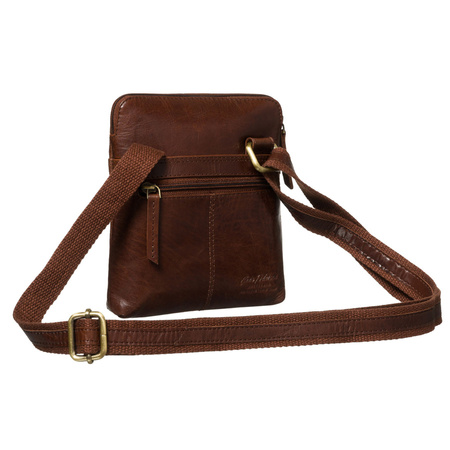 Braune Herren-Umhängetasche aus Echtleder, einkammerig und mit Reißverschluss – Peterson