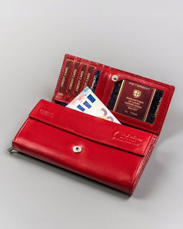 Große Damen Geldbörse aus Echtleder mit Druckknopfverschluss – Peterson