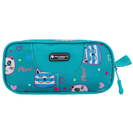 Zweifach-Schuletui aus Polyester mit Katzenmuster – Peterson