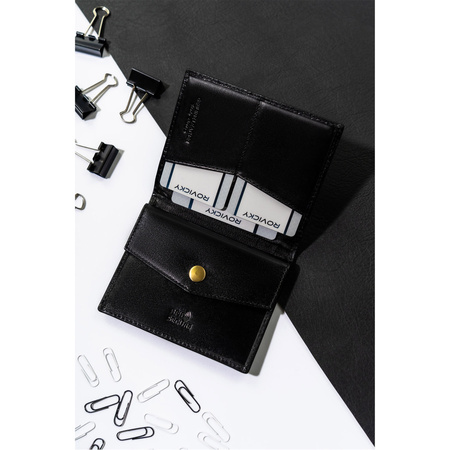 Pionierartige, schwarze Herren Geldbörse aus Leder ohne äußeren Verschluss – Rovicky