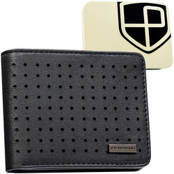 Schwarze Herren Geldbörse mit dezentem Lochmuster – Peterson