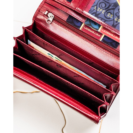 Große Damen-Geldbörse aus Leder in Rot mit RFID-System - Peterson