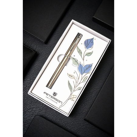 Metallkugelschreiber in Silberfarbe mit schwarzer Mine – Peterson