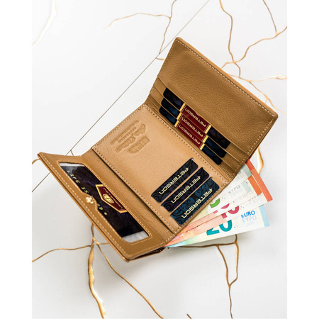 Modische goldene Damen Geldbörse aus lackiertem Echtleder – Peterson