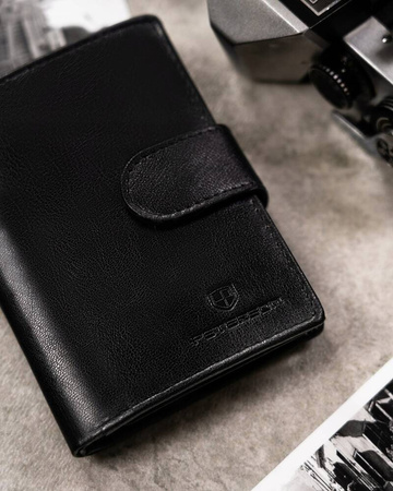 Geschenkset: Vertikale Herren Geldbörse aus Leder und Schlüsselanhänger – Peterson