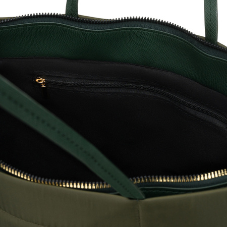 Grüne Damen-Shopper aus Nylon, ein Hauptfach mit abnehmbarem, verstellbarem Gürtel – Peterson