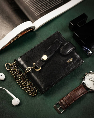Horizontale Herren Geldbörse aus Leder mit Kette – Peterson