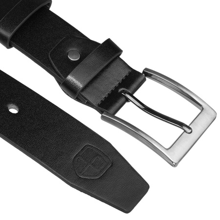 Herren-Gürtel aus Öko-Leder in Schwarz mit traditioneller silberner Schnalle - Peterson