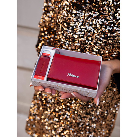 Geschenkset: große Damen Geldbörse und Schlüsselanhänger aus Leder – Peterson