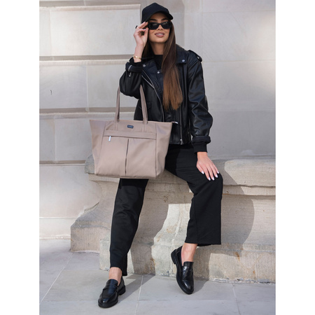 Shopper Tasche mit Reißverschluss in Beige – Peterson