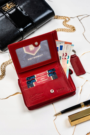 Geschenkset: Leder Geldbörse mit Reißverschluss und Schlüsselanhänger – Peterson