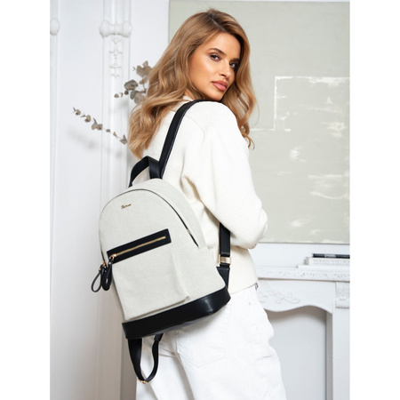 Großer, urbaner Damen Rucksack in Beige aus Canvas – Peterson