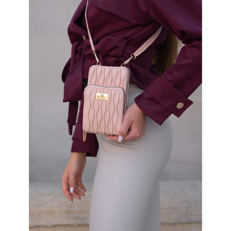 Rosa 2-in-1 Handtasche-Portemonnaie mit abnehmbarem Riemen – Rovicky