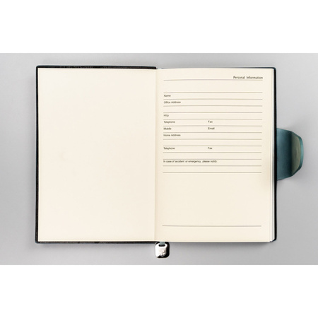 A5 Notizbuch in Hellblau mit Magnetverschluss und integriertem Lesezeichen – Peterson