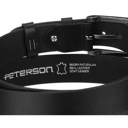 Herren-Gürtel aus Leder, schwarz mit traditioneller Schnalle - Peterson