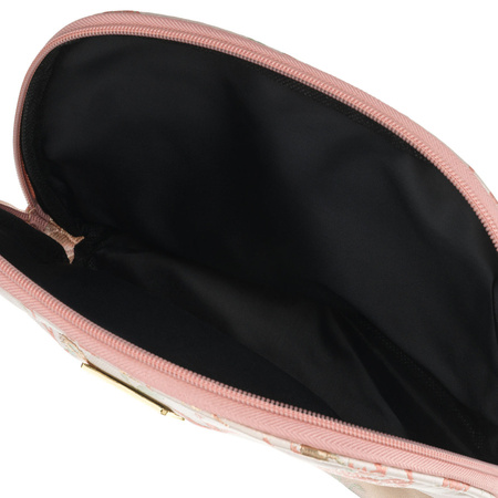 Reise-Kosmetiktasche aus synthetischem Material in Rosa-Beige mit Blumenmuster - Peterson