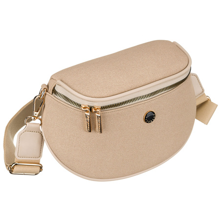 Beige Damen-Gürteltasche mit Reißverschluss und verstellbarem Riemen – Peterson