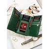 Mittelgroße Damen Geldbörse mit Bügel- und Druckknopfverschluss aus grünem Echtleder – Peterson