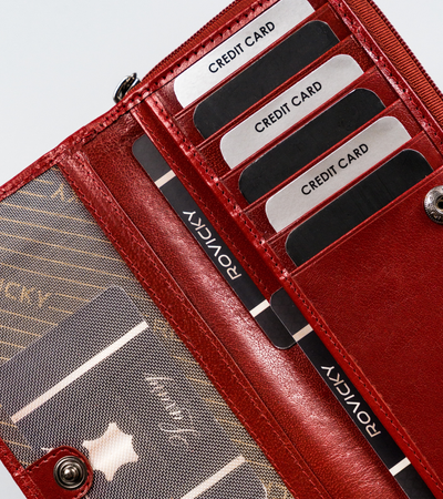 Große Damen Geldbörse aus Leder mit Reißverschluss – Rovicky