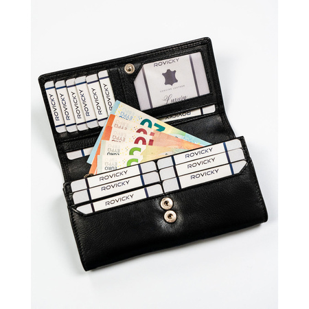 Schwarze Damen Geldbörse aus Leder passend für Fahrzeugschein – Rovicky